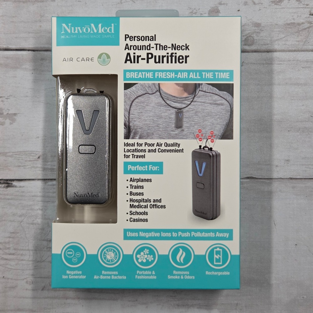 NuvoMed Personal Around-The-Neck Air Purifier Gray NPF-8/0895 Wearable